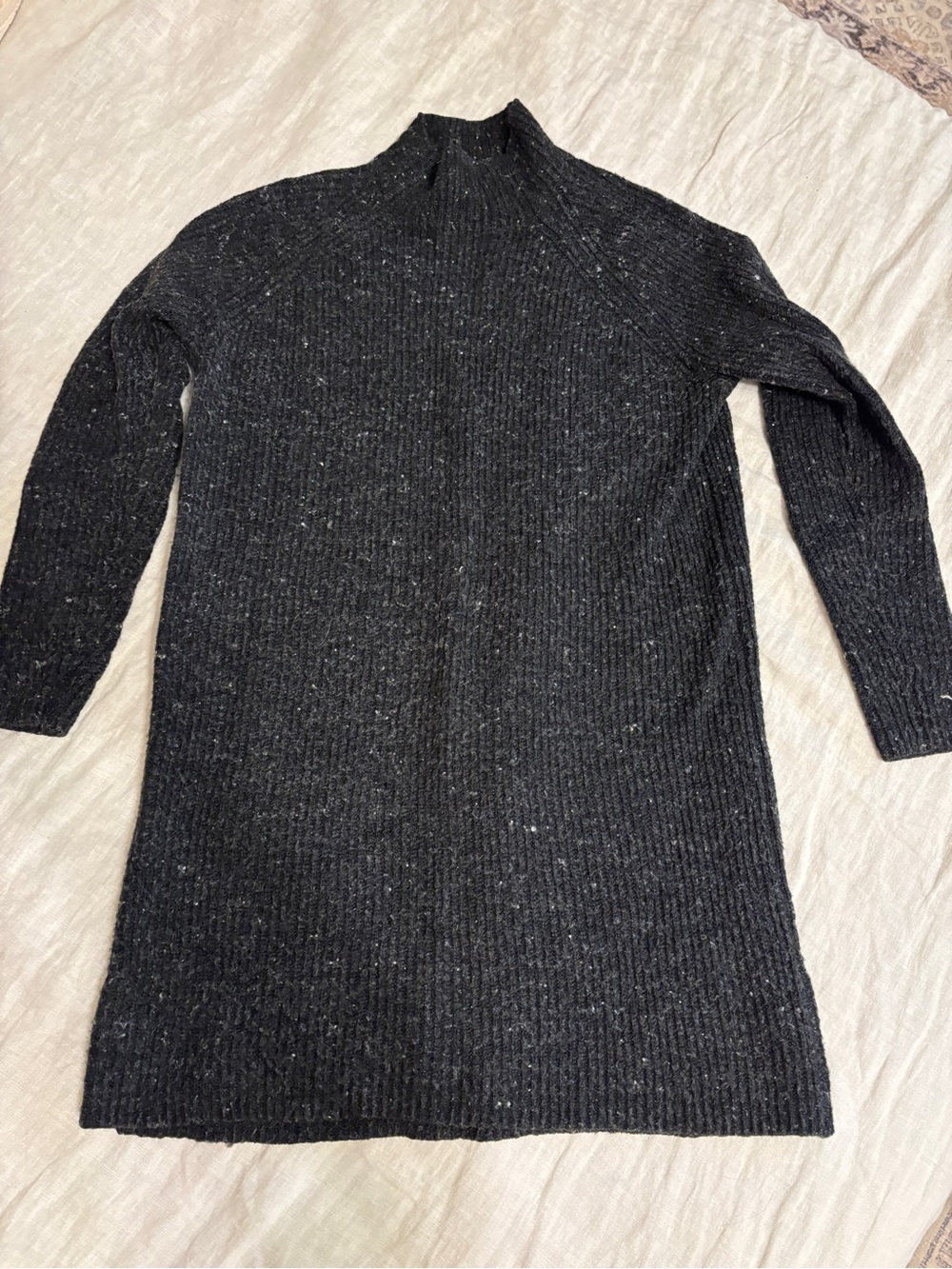 Madewell Black Ribbed Mock Neck Sweater Dress
